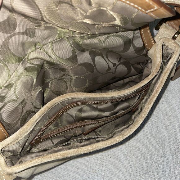 Vintage Y2K Coach Hobo Soho Buckle Flap Shoulder Bag Tan Brown Suede Leather - Picture 13 of 13